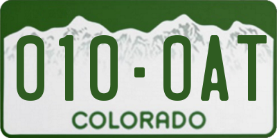 CO license plate 010OAT