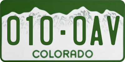 CO license plate 010OAV