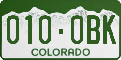 CO license plate 010OBK