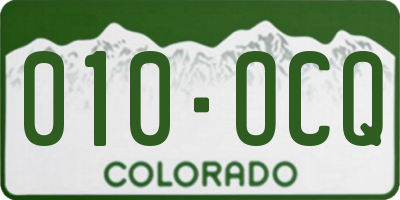 CO license plate 010OCQ