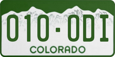 CO license plate 010ODI