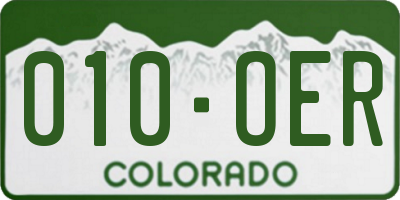 CO license plate 010OER