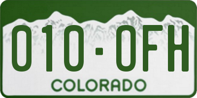 CO license plate 010OFH