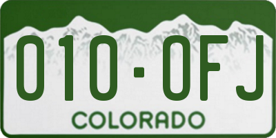 CO license plate 010OFJ