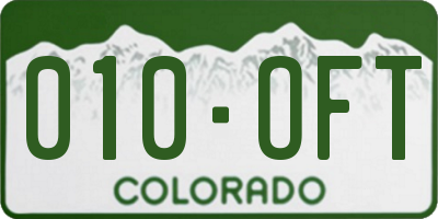 CO license plate 010OFT