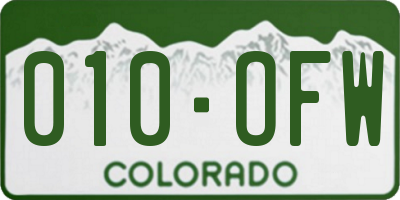 CO license plate 010OFW