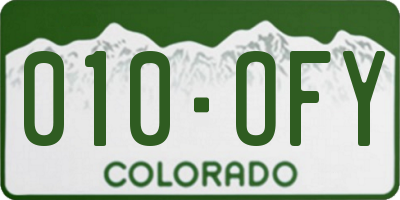 CO license plate 010OFY