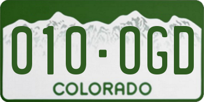 CO license plate 010OGD