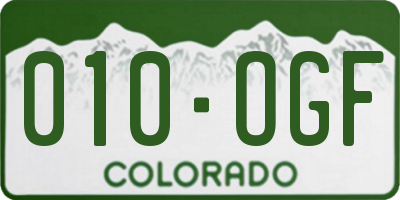 CO license plate 010OGF