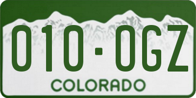 CO license plate 010OGZ