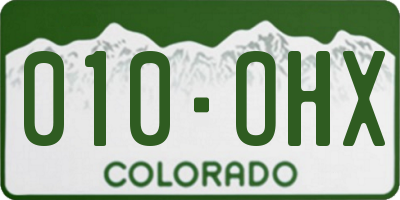 CO license plate 010OHX
