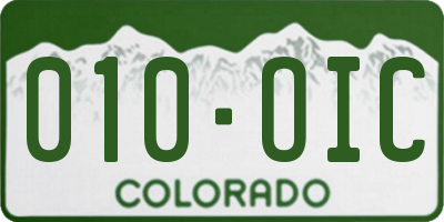 CO license plate 010OIC