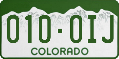 CO license plate 010OIJ