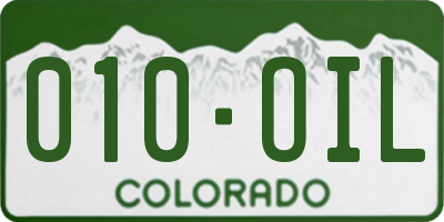 CO license plate 010OIL