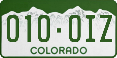 CO license plate 010OIZ