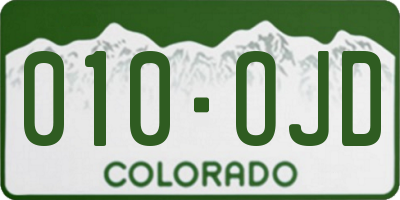 CO license plate 010OJD