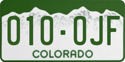 CO license plate 010OJF