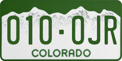 CO license plate 010OJR