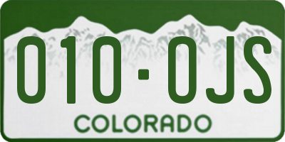 CO license plate 010OJS