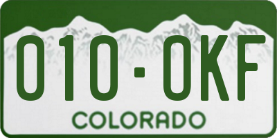 CO license plate 010OKF
