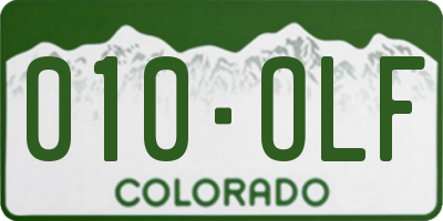CO license plate 010OLF