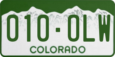 CO license plate 010OLW