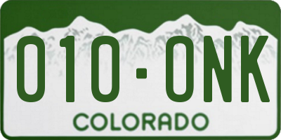 CO license plate 010ONK