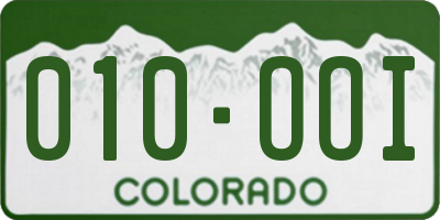 CO license plate 010OOI