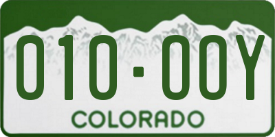 CO license plate 010OOY