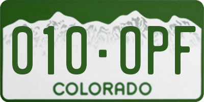 CO license plate 010OPF