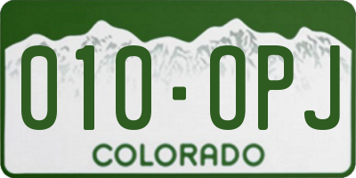CO license plate 010OPJ