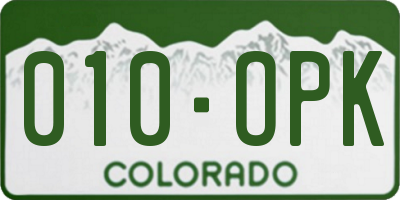 CO license plate 010OPK