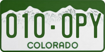 CO license plate 010OPY
