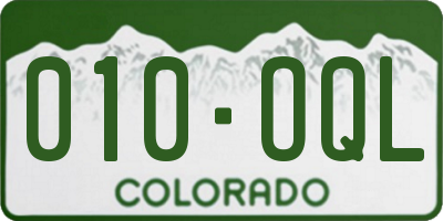 CO license plate 010OQL