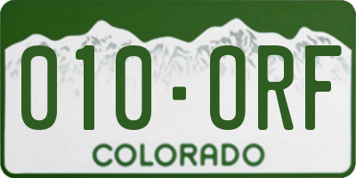 CO license plate 010ORF