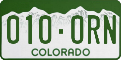 CO license plate 010ORN