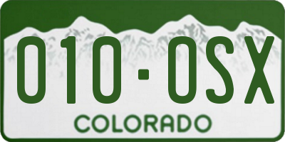 CO license plate 010OSX
