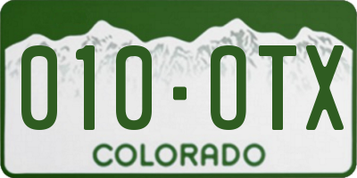CO license plate 010OTX