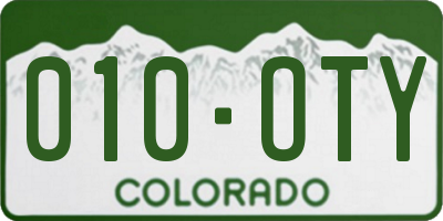 CO license plate 010OTY