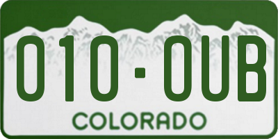 CO license plate 010OUB