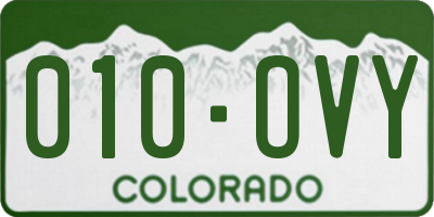 CO license plate 010OVY