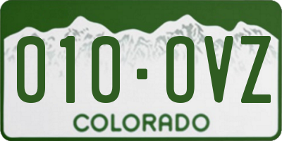 CO license plate 010OVZ