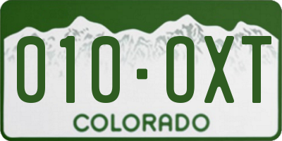 CO license plate 010OXT
