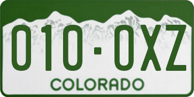 CO license plate 010OXZ