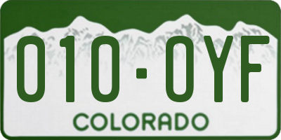 CO license plate 010OYF