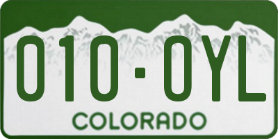CO license plate 010OYL