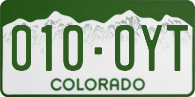 CO license plate 010OYT
