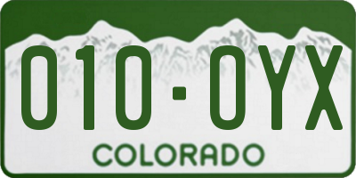 CO license plate 010OYX