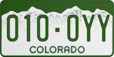 CO license plate 010OYY