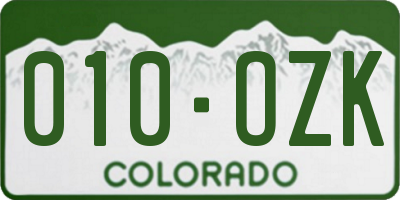 CO license plate 010OZK